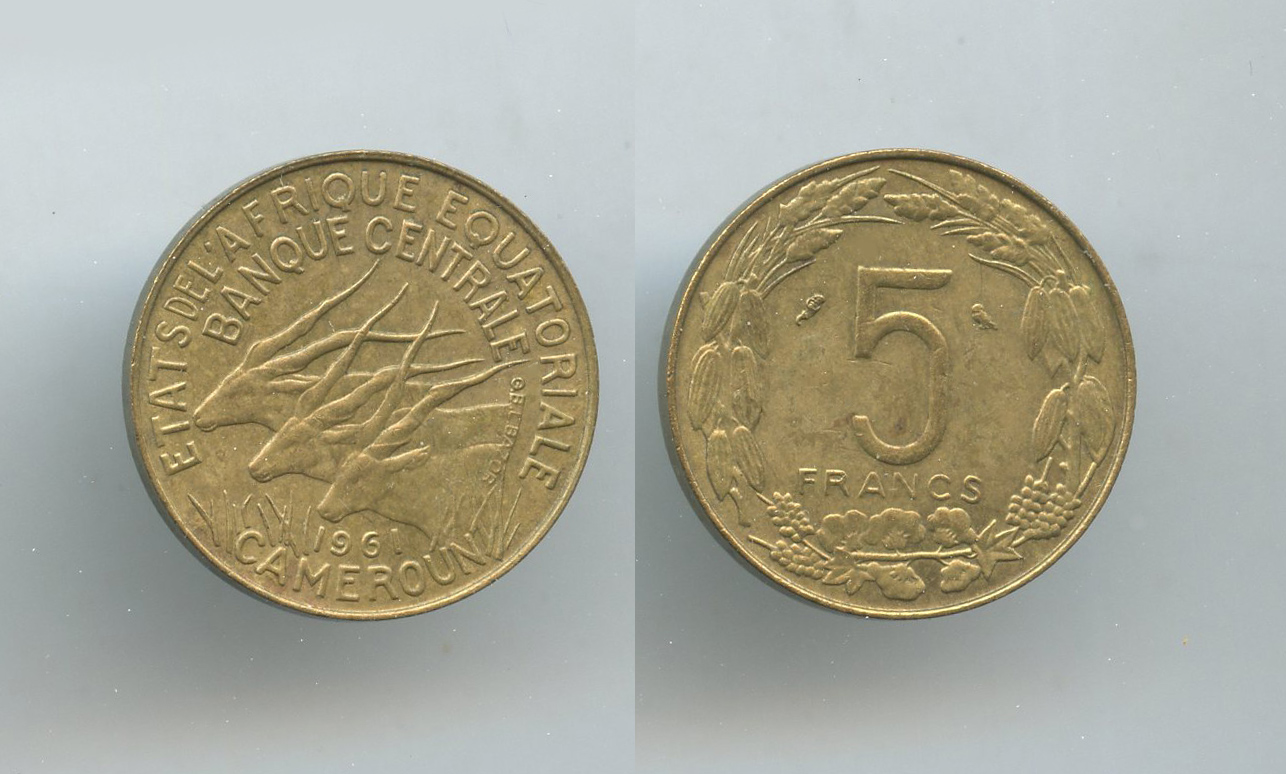 AFRICA EQUATORIALE FRANCESE, 5 Francs 1961 AFRICA EQUATORIALE FRANCESE, 5 Francs 1961