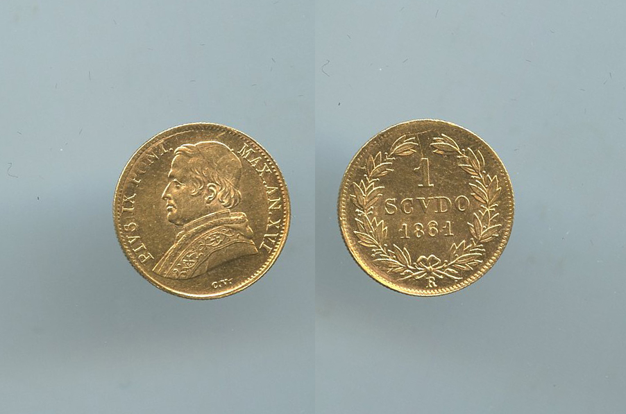 STATO PONTIFICIO, Pio IX (1846-1870) Scudo Largo 1861 A. XVI STATO PONTIFICIO, Pio IX (1846-1870) Scudo Largo 1861 A. XVI