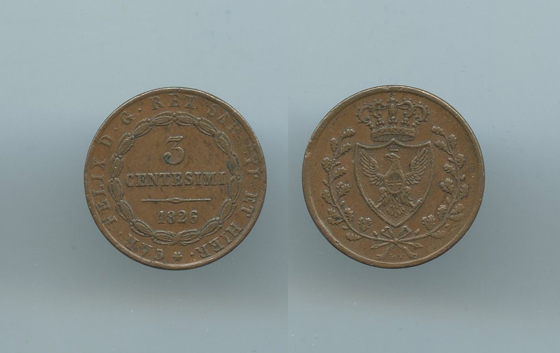 RE ELETTO, Vittorio Emanuele II (1859-1861) 3 Centesimi 1826