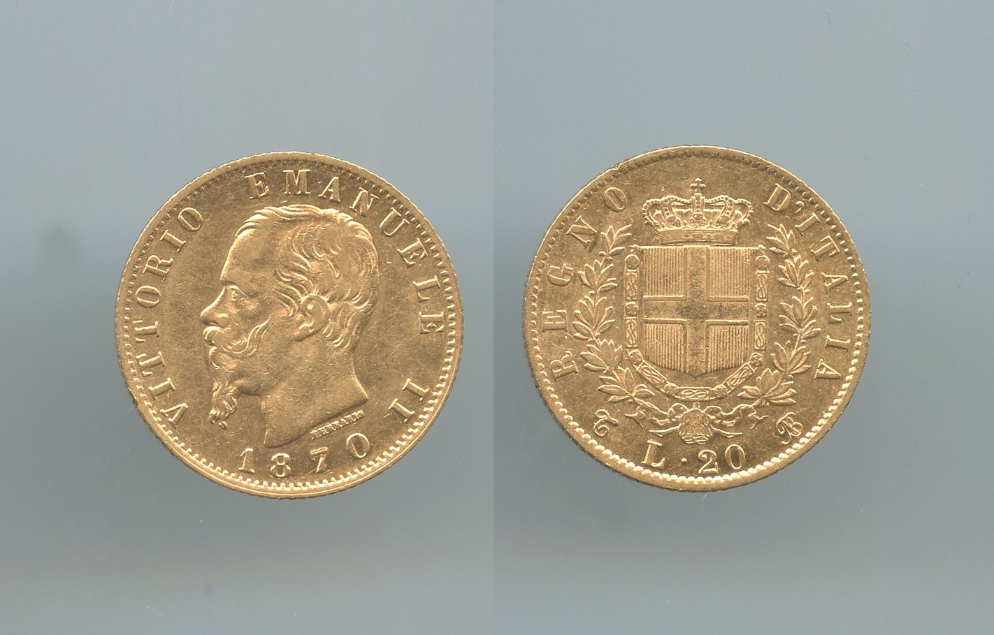 REGNO D' ITALIA, Vittorio Emanuele II (1861-1878) 20 Lire 1870 Torino