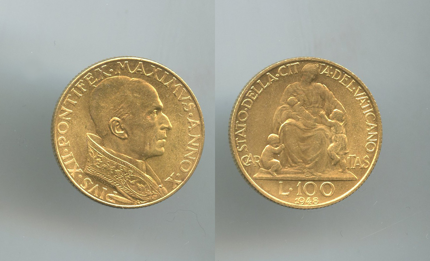 VATICANO, Pio XII (1939-1958) 100 Lire 1948