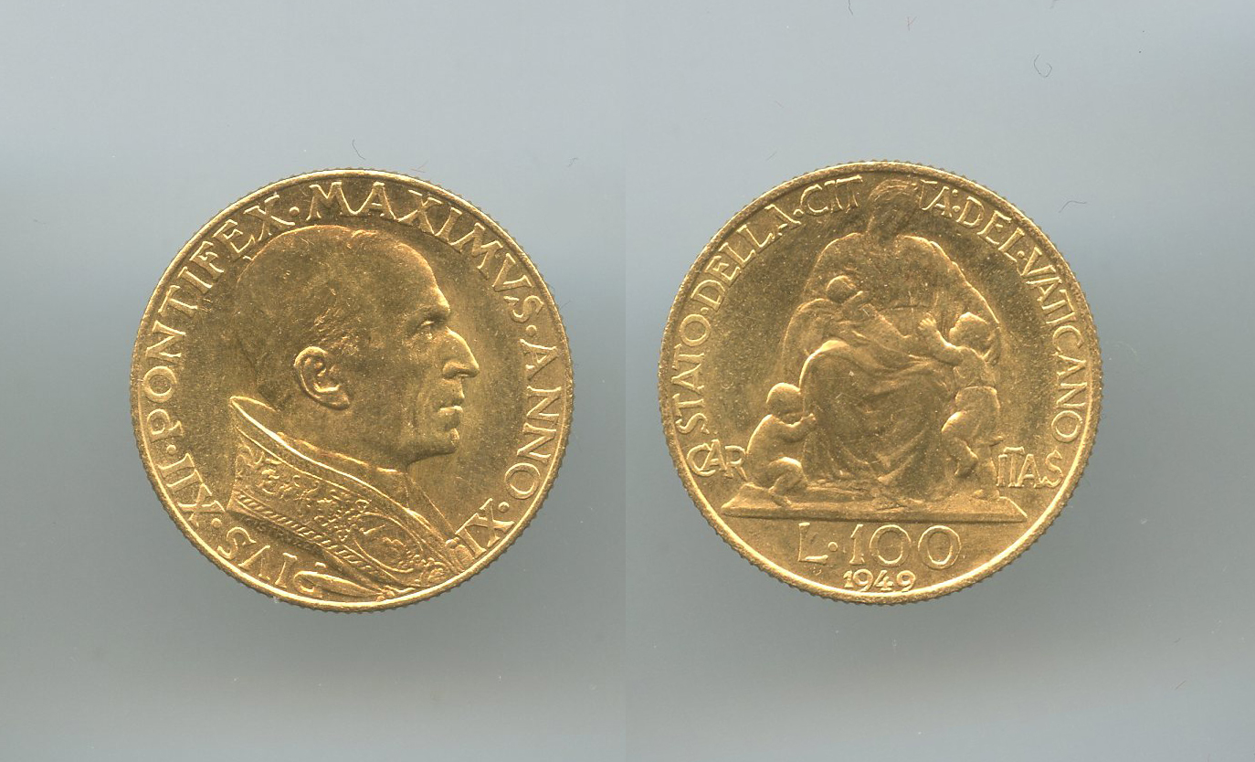 VATICANO, Pio XII (1939-1958) 100 Lire 1949