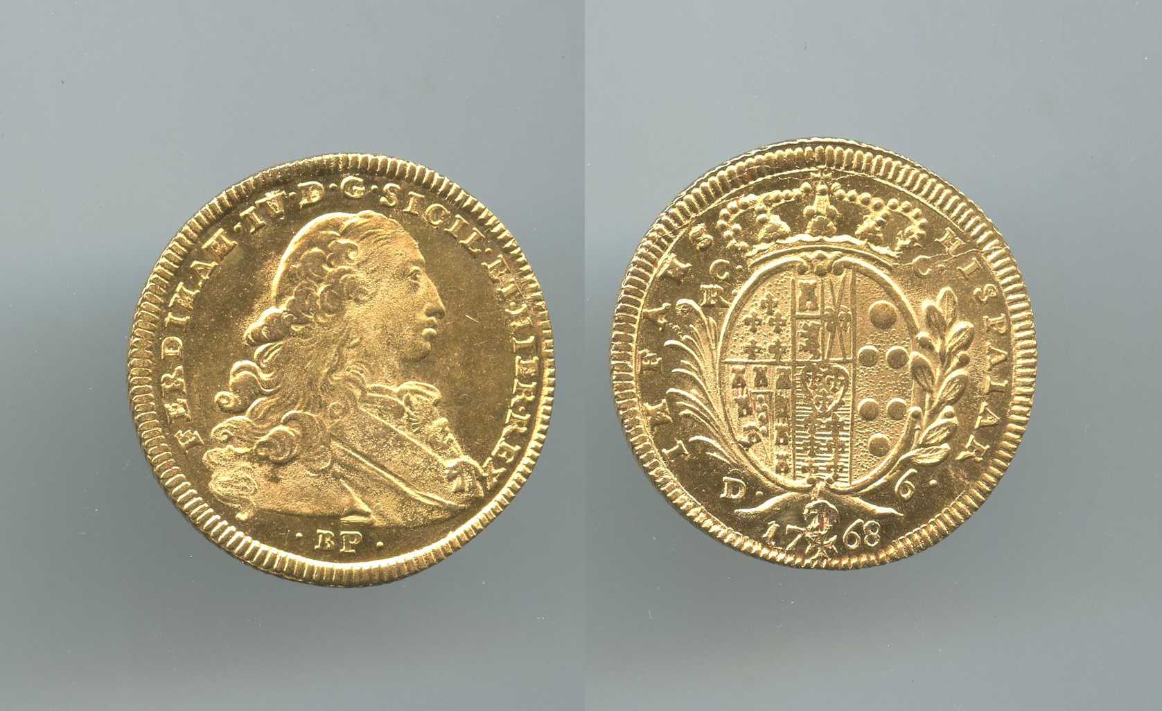 NAPOLI, Ferdinando IV (1759-1816) 6 Ducati 1768 - variante "HISPAIAR" NAPOLI, Ferdinando IV (1759-1816) 6 Ducati 1768 - variante "HISPAIAR"