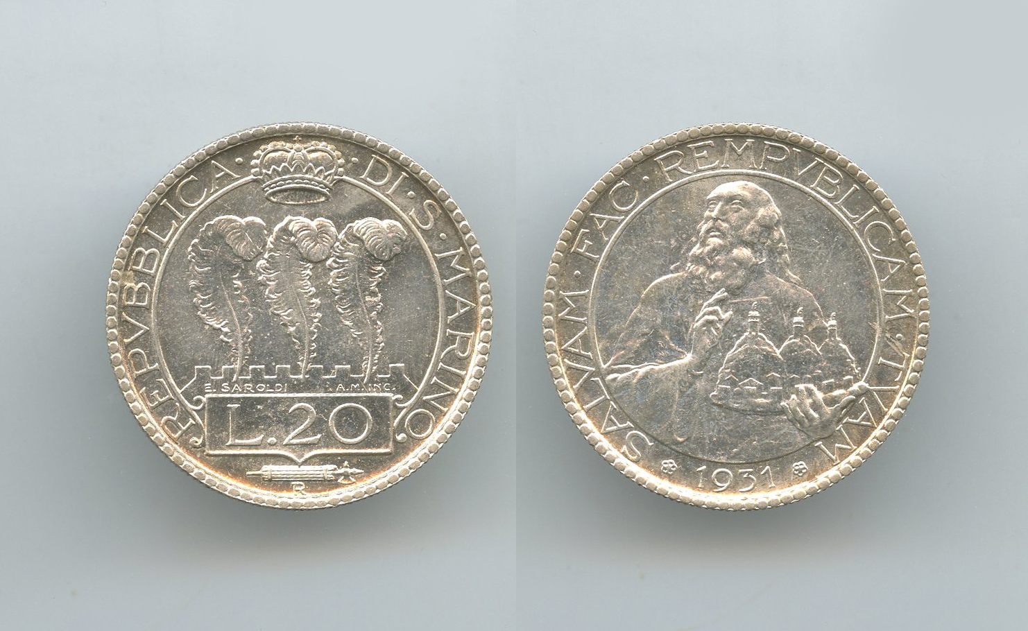 SAN MARINO, 20 Lire 1931 SAN MARINO, 20 Lire 1931