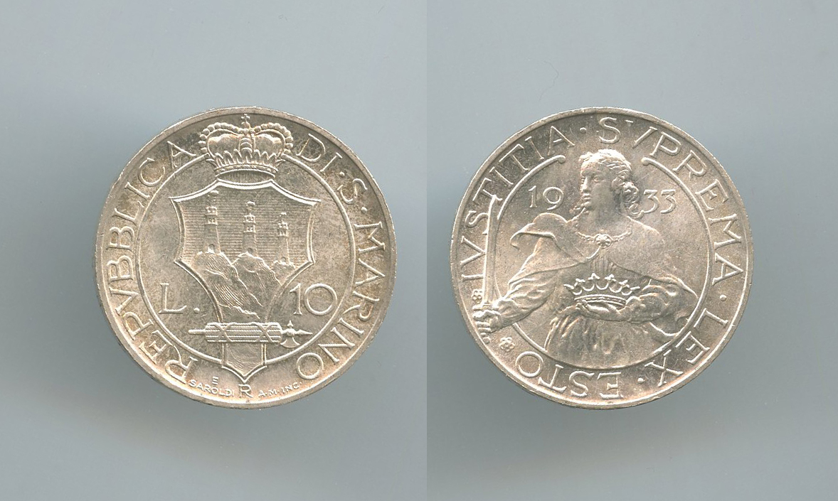 SAN MARINO, 10 Lire 1933 SAN MARINO, 10 Lire 1933