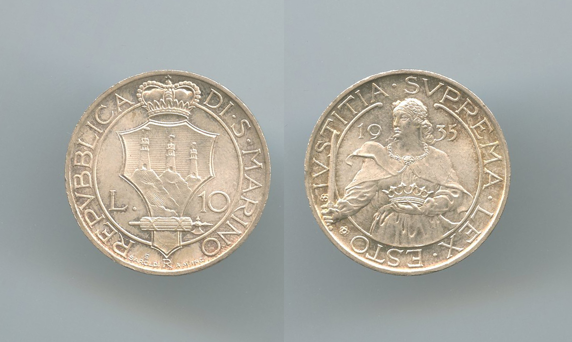 SAN MARINO, 10 Lire 1935 SAN MARINO, 10 Lire 1935
