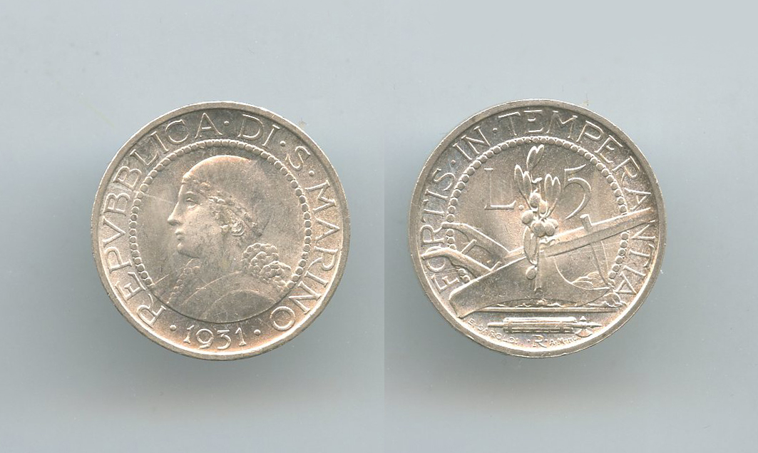 SAN MARINO, 5 Lire 1931 SAN MARINO, 5 Lire 1931
