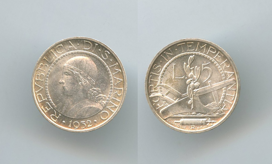SAN MARINO, 5 Lire 1932 SAN MARINO, 5 Lire 1932