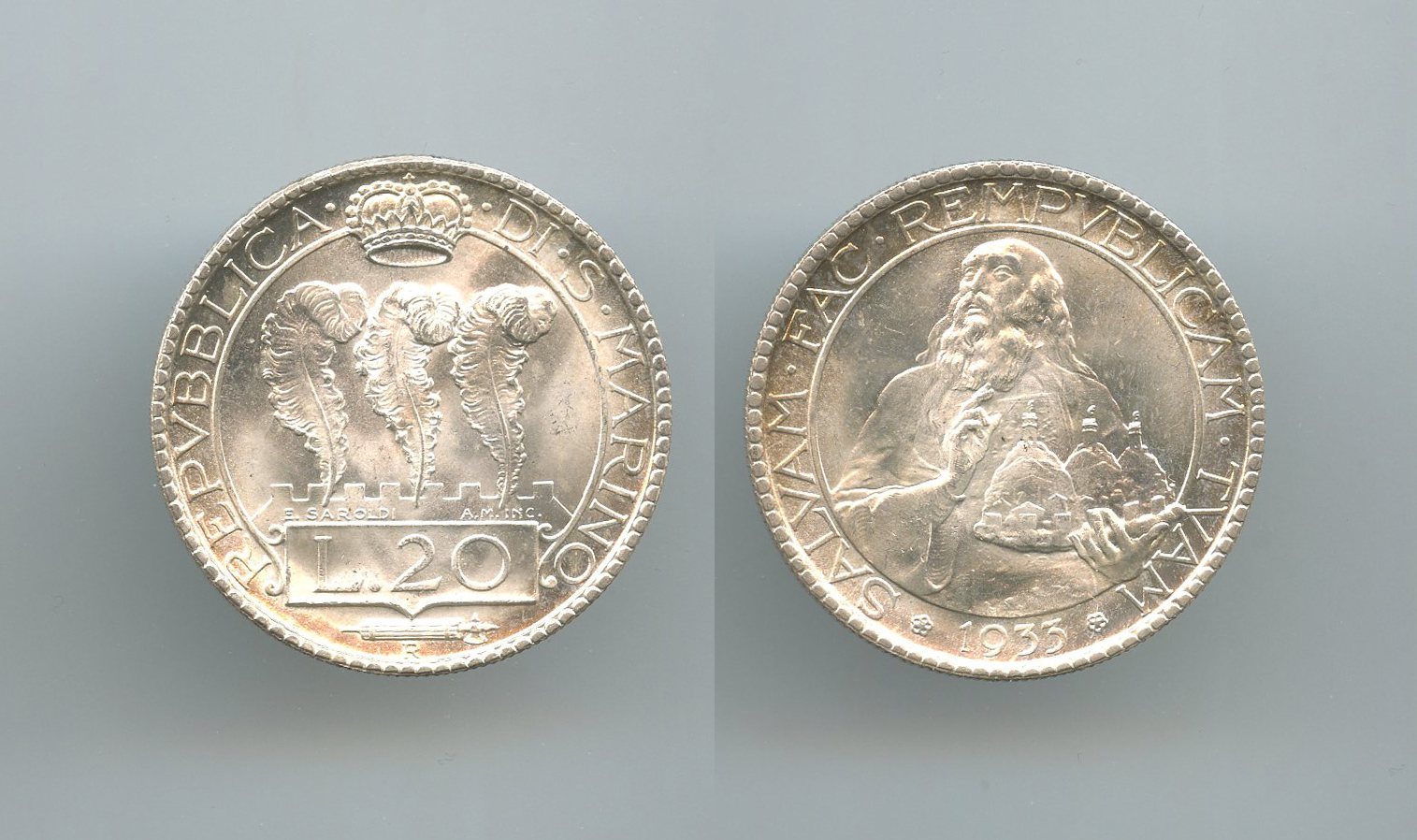 SAN MARINO, 20 Lire 1933 SAN MARINO, 20 Lire 1933