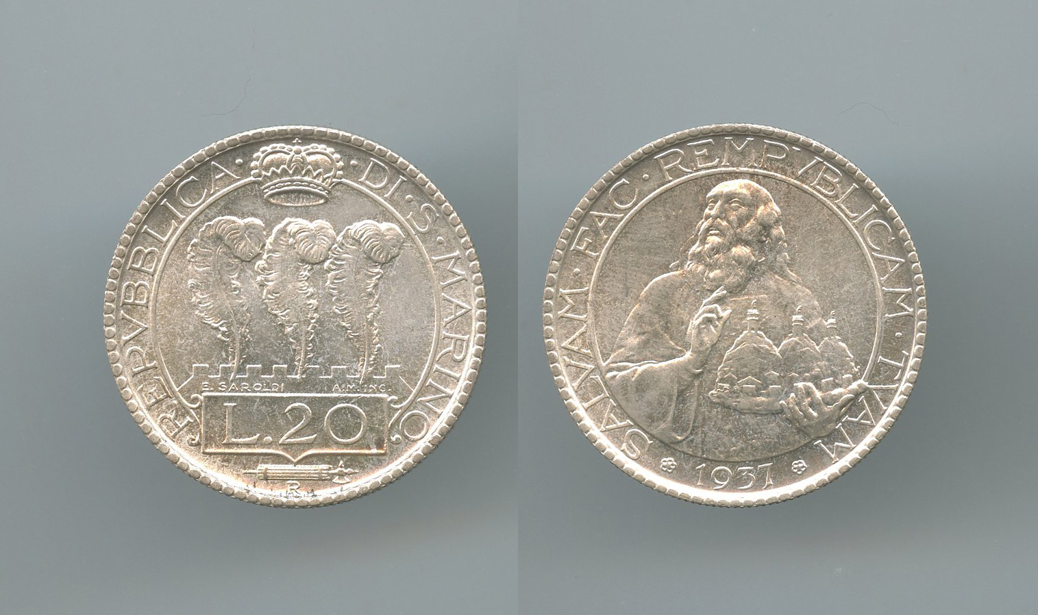 SAN MARINO, 20 Lire 1937 SAN MARINO, 20 Lire 1937