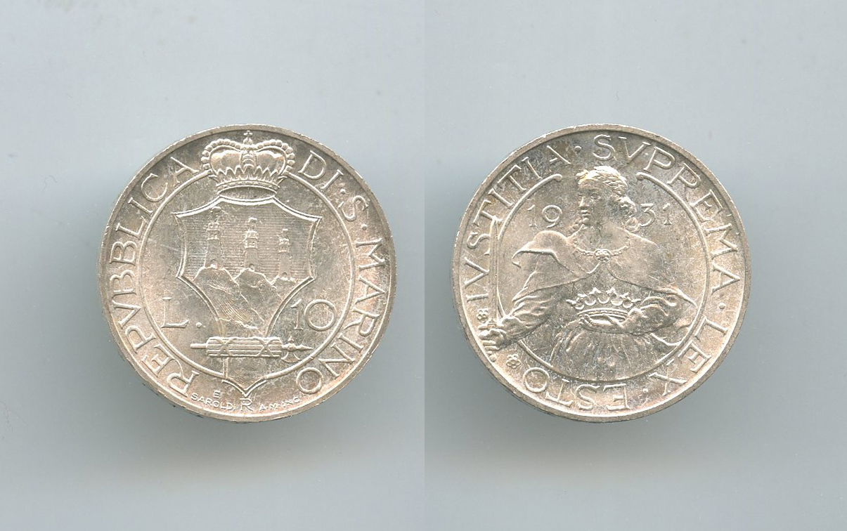 SAN MARINO, 10 Lire 1931 SAN MARINO, 10 Lire 1931