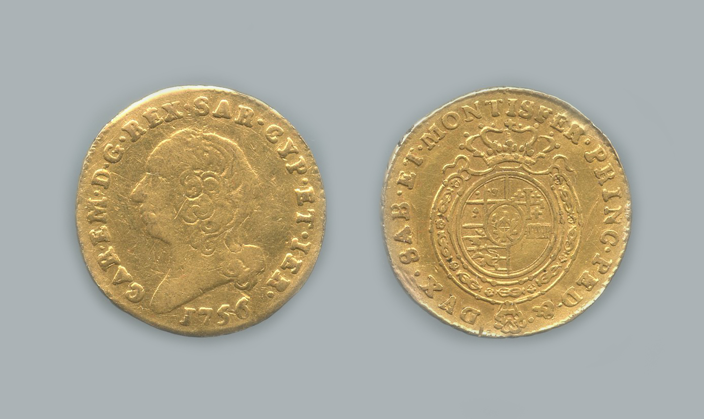 REGNO DI SARDEGNA, Carlo Emanuele III (1730-1773) Mezza Doppia 1756 REGNO DI SARDEGNA, Carlo Emanuele III (1730-1773) Mezza Doppia 1756