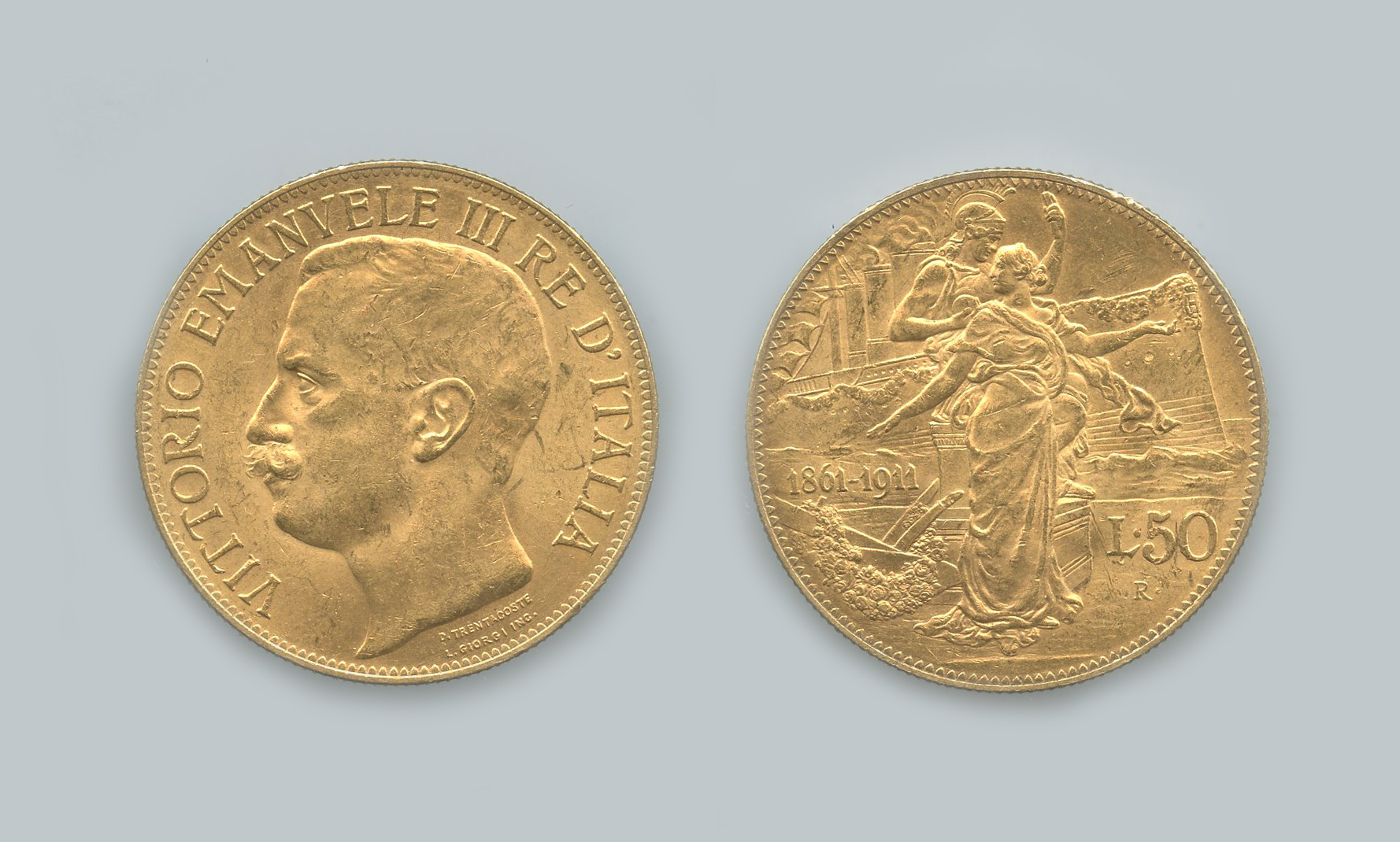REGNO D' ITALIA, Vittorio Emanuele III (1900-1943) 50 Lire 1911 "Cinquantenario" REGNO D' ITALIA, Vittorio Emanuele III (1900-1943) 50 Lire 1911 "Cinquantenario"