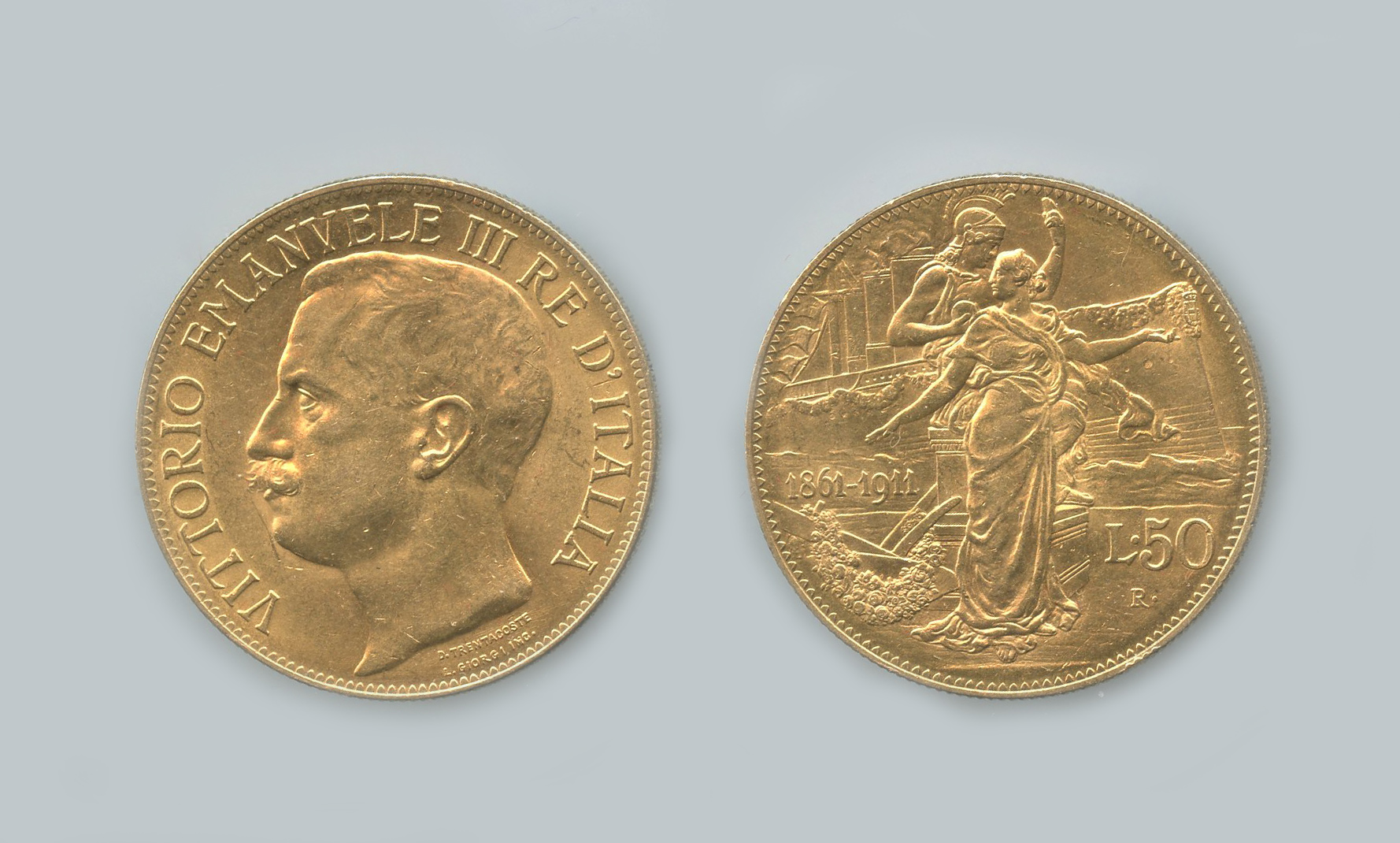 REGNO D' ITALIA, Vittorio Emanuele III (1900-1943) 50 Lire 1911 "Cinquantenario" REGNO D' ITALIA, Vittorio Emanuele III (1900-1943) 50 Lire 1911 "Cinquantenario"
