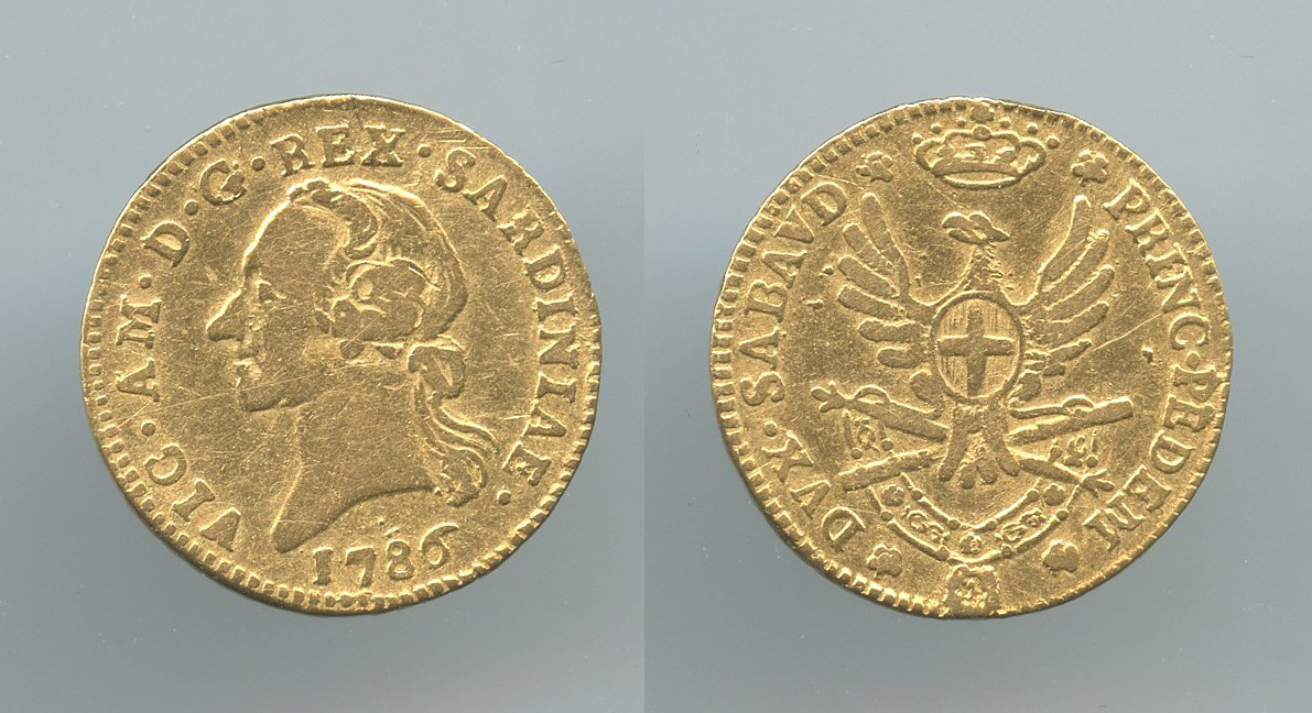 REGNO DI SARDEGNA, Vittorio Amedeo III (1773-1796) Mezza Doppia 1786