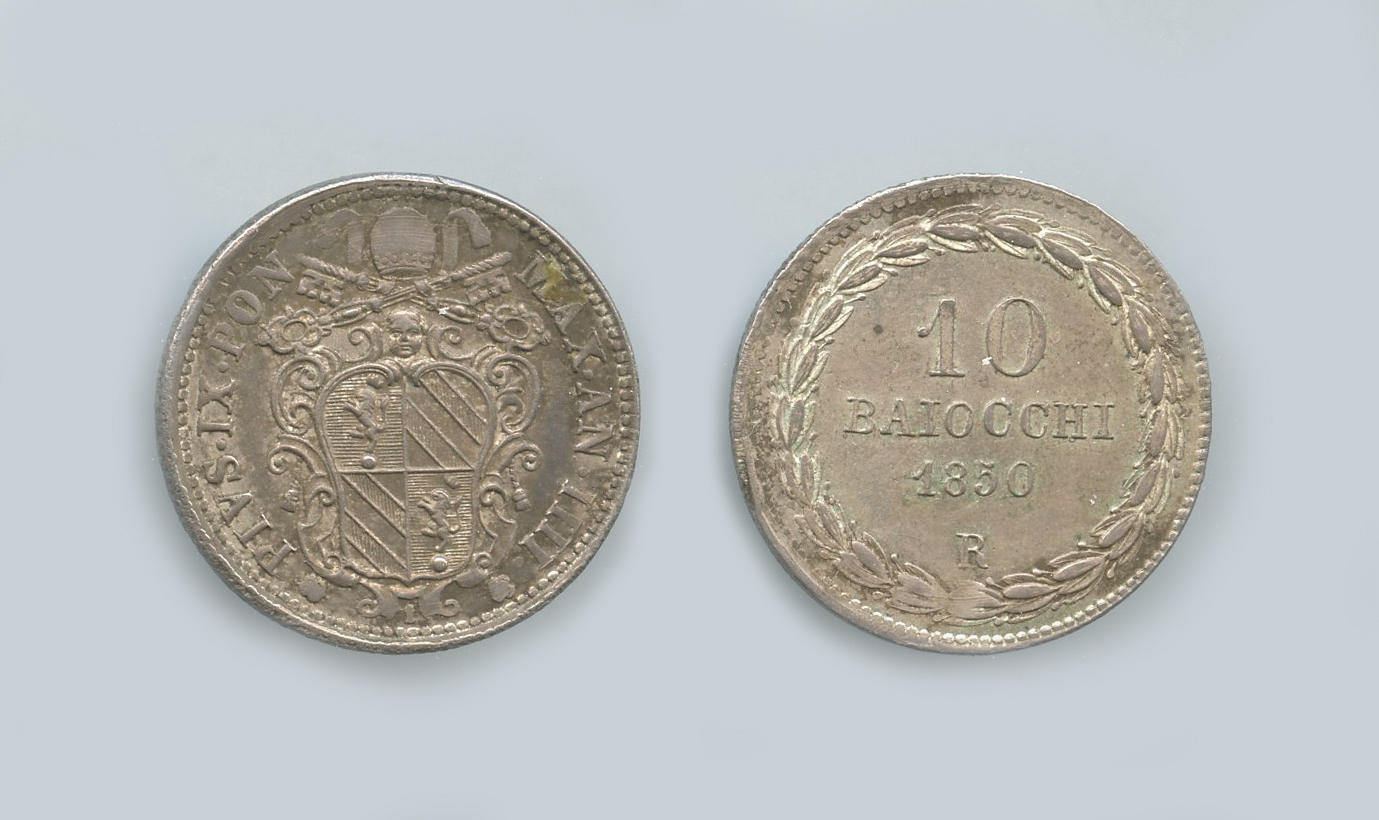 STATO PONTIFICIO, Pio IX (1846-1870) 10 Baiocchi 1850 A. IIII Roma STATO PONTIFICIO, Pio IX (1846-1870) 10 Baiocchi 1850 A. IIII Roma