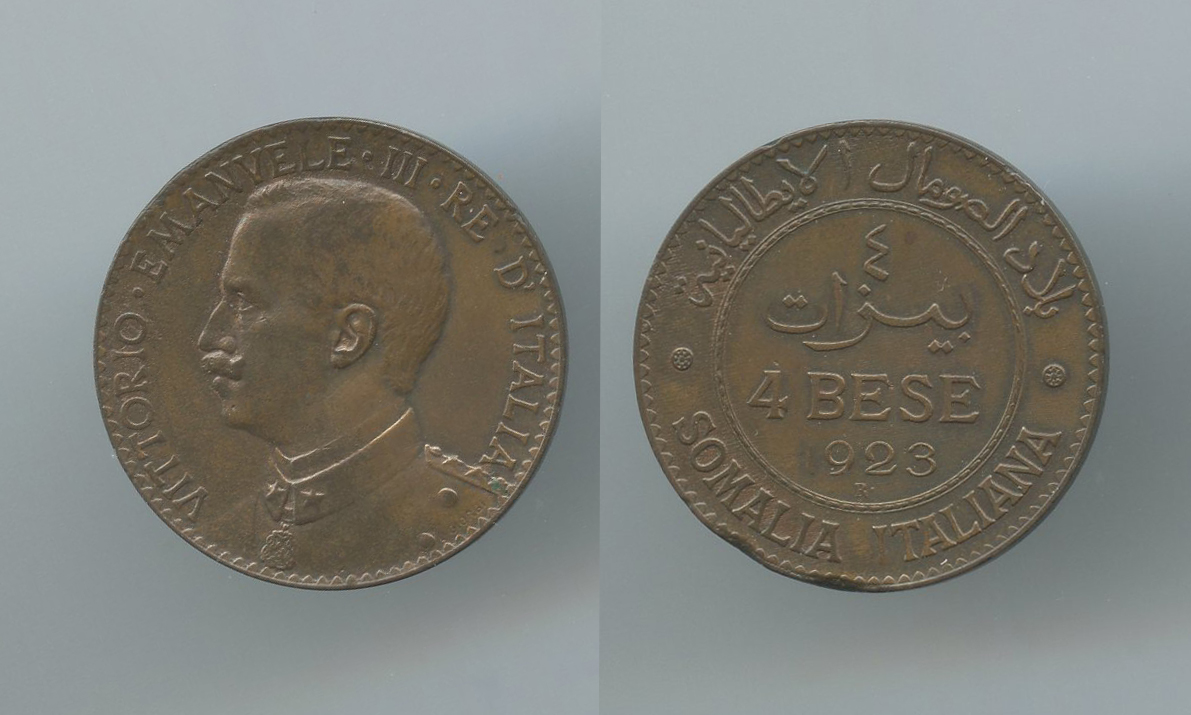 SOMALIA, Vittorio Emanuele III (1900-1943) 4 Bese 1923 SOMALIA, Vittorio Emanuele III (1900-1943) 4 Bese 1923