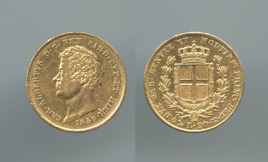 REGNO DI SARDEGNA, Carlo Alberto (1831-1849) 20 Lire 1849 Genova REGNO DI SARDEGNA, Carlo Alberto (1831-1849) 20 Lire 1849 Genova