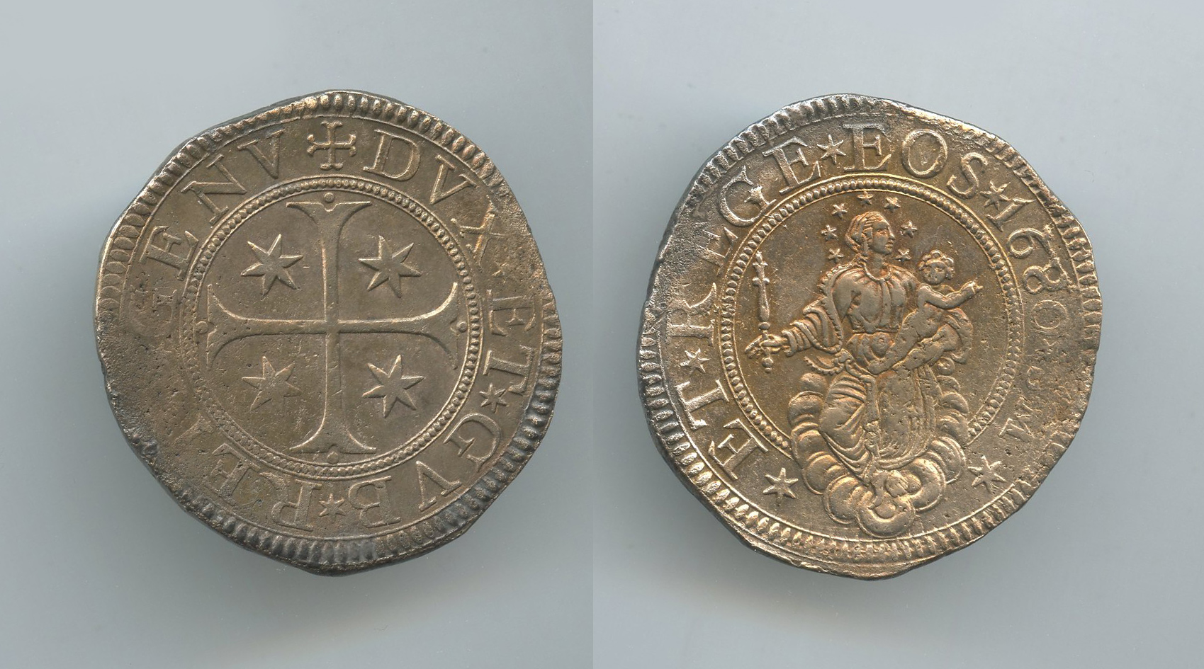 GENOVA, Dogi Biennali (1528-1797) Scudo stretto 1680 SM GENOVA, Dogi Biennali (1528-1797) Scudo stretto 1680 SM
