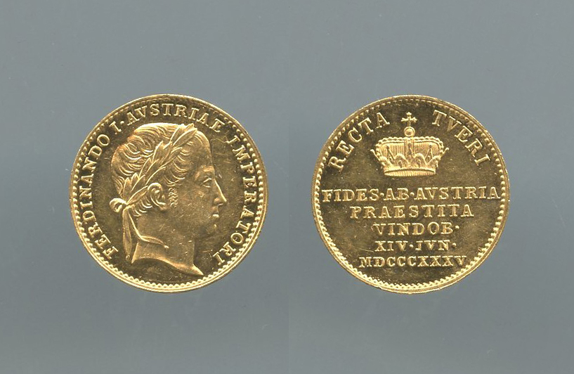AUSTRIA, Ferdinando I (1835-1848) Ducato o Medaglia dell' Incoronazione 1835 AUSTRIA, Ferdinando I (1835-1848) Ducato o Medaglia dell' Incoronazione 1835