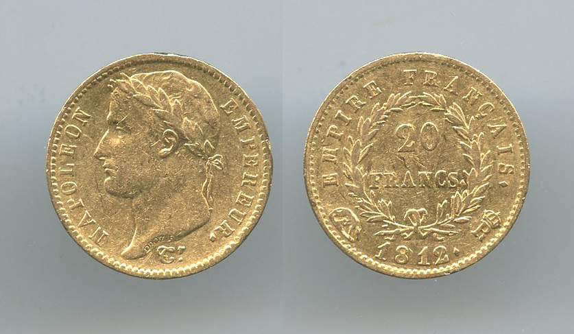 ROMA, Napoleone Re d' Italia (1805-1814) 20 Franchi 1812 ROMA, Napoleone Re d' Italia (1805-1814) 20 Franchi 1812