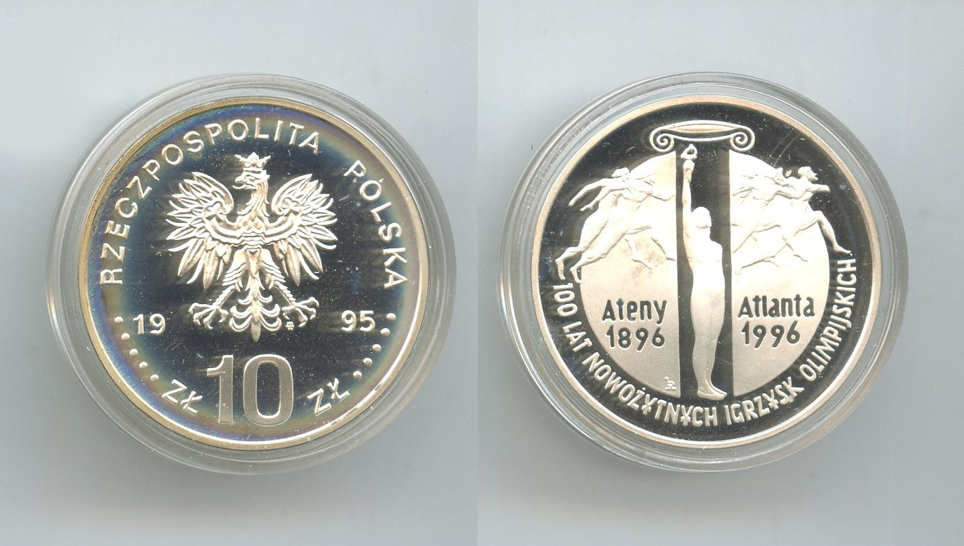 POLONIA, 10 Zlotych 1995 "Centenario Olimpiadi"