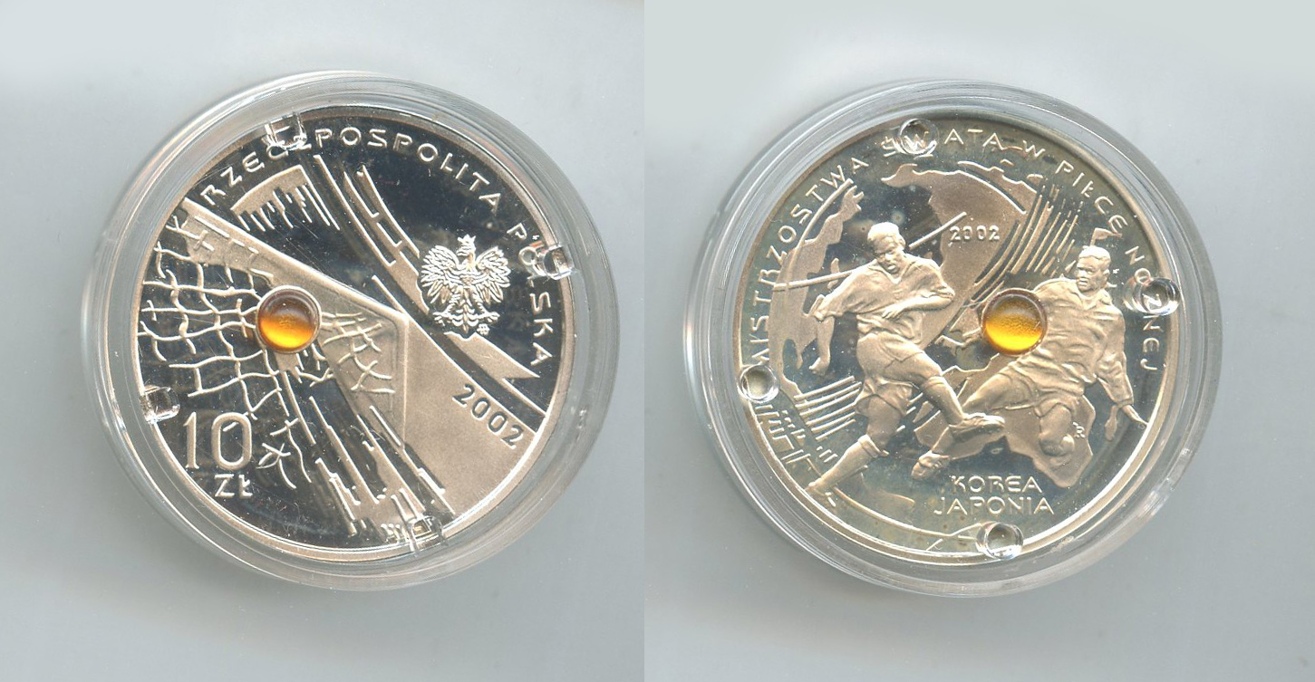 POLONIA, 10 Zlotych 2002 "Mondiali di calcio Korea e Giappone"