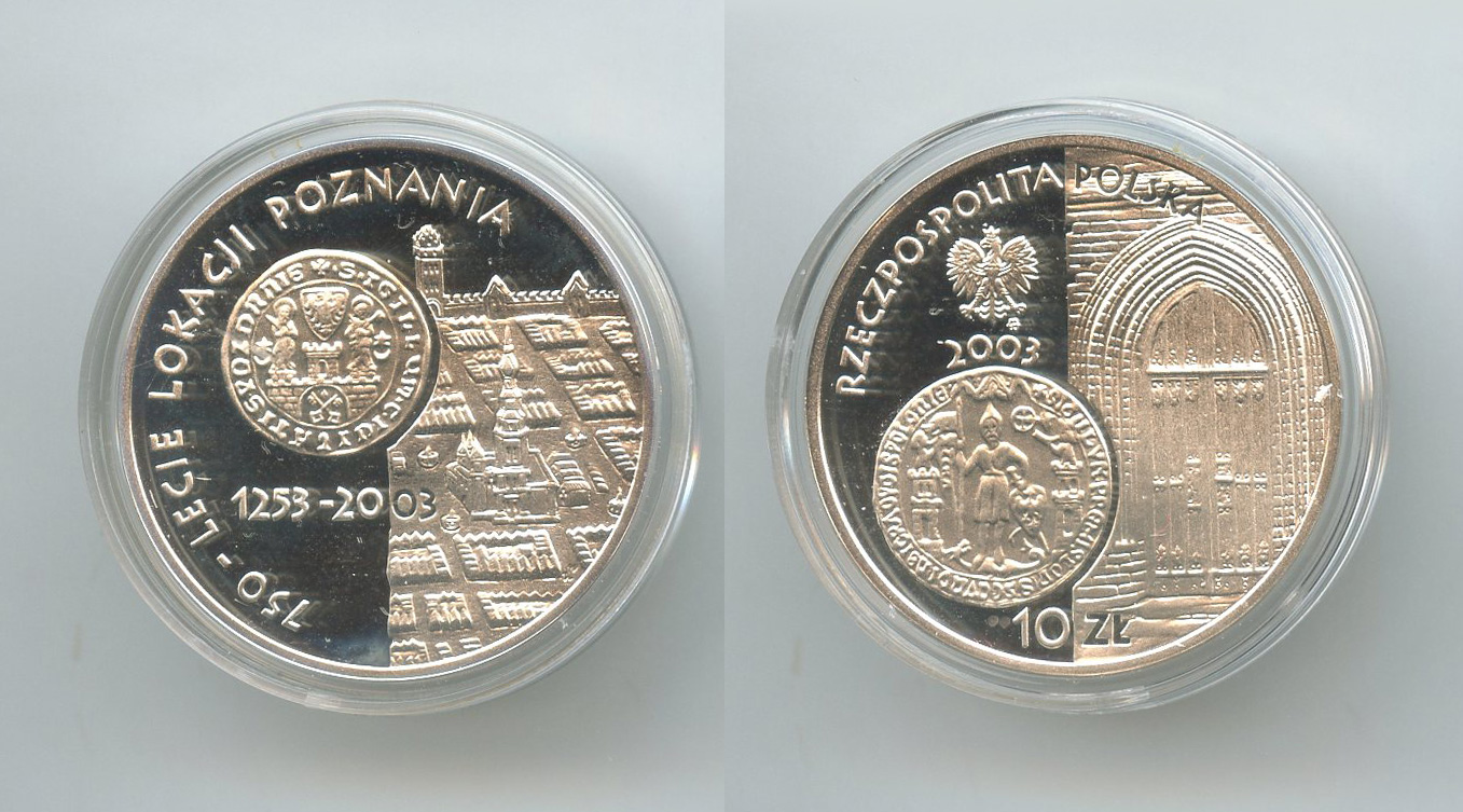 POLONIA, 10 Zlotych 2003 "750 anni della fondazione di Poznan"