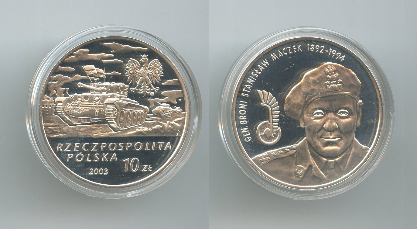 POLONIA, 10 Zlotych 2003 "Gen. Stanislaw Maczek"