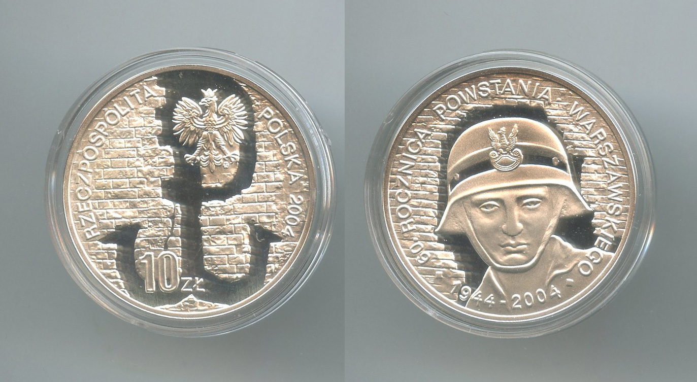 POLONIA, 10 Zlotych 2004 "60 anni della Rivolta di Varsavia"