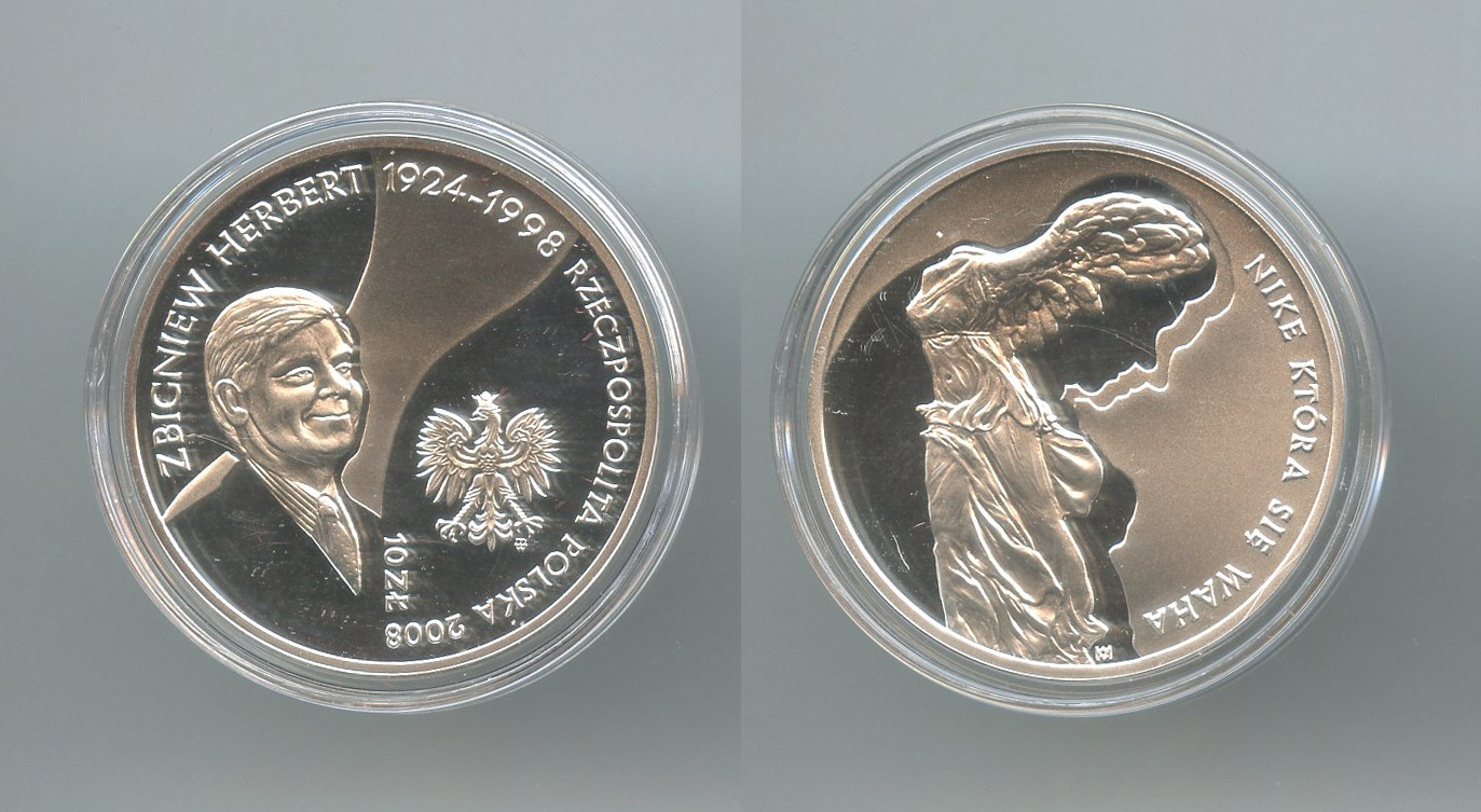 POLONIA, 10 Zlotych 2008 "Zbigniew Herbert"