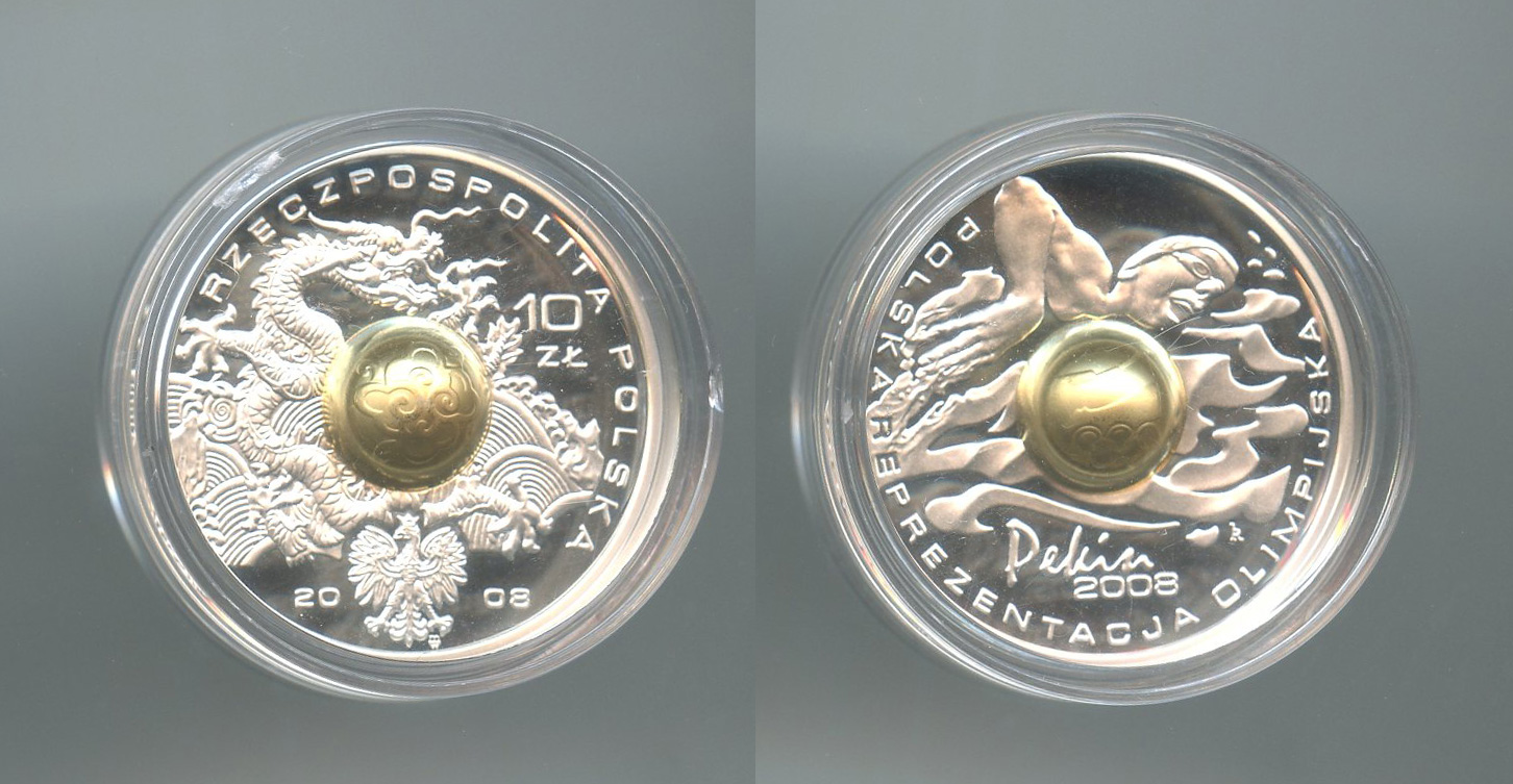 POLONIA, 10 Zlotych 2008 "Olimpiadi Beijing 2008"