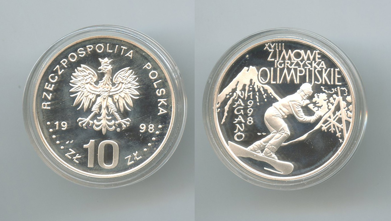 POLONIA, 10 Zlotych 1998 "XVIII Giochi olimpici invernali - Nagano 1998"