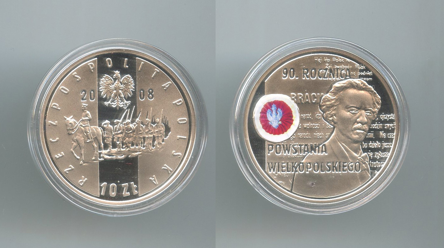 POLONIA, 10 Zlotych 2008 "90 anni della Rivolta della Grande Polonia"