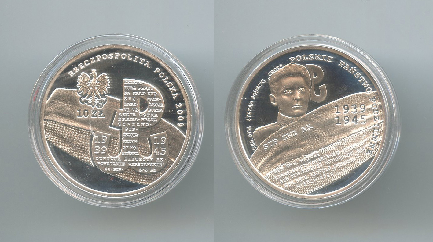 POLONIA, 10 Zlotych 2009 "70 anni fondazione dello Stato Segreto Polacco"