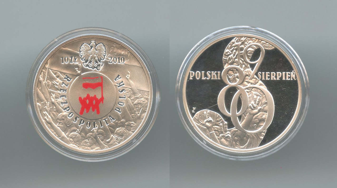 POLONIA, 10 Zlotych 2010 "Agosto 1980"