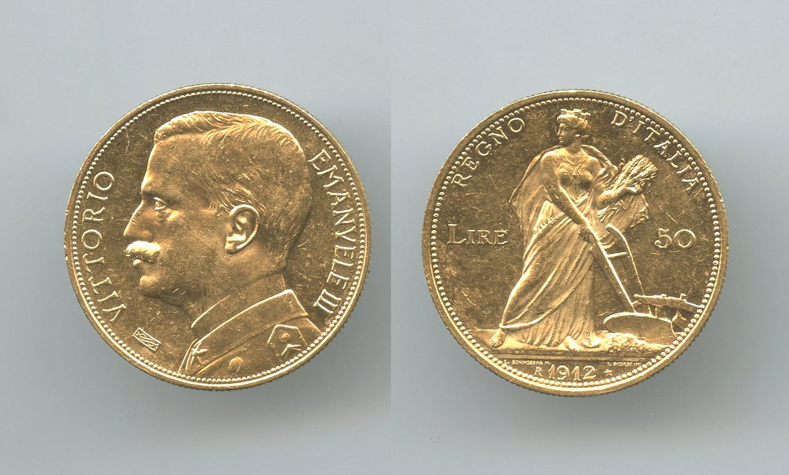 REGNO D' ITALIA, Vittorio Emanuele III (1900-1943) 50 Lire 1912 "Aratrice" REGNO D' ITALIA, Vittorio Emanuele III (1900-1943) 50 Lire 1912 "Aratrice"