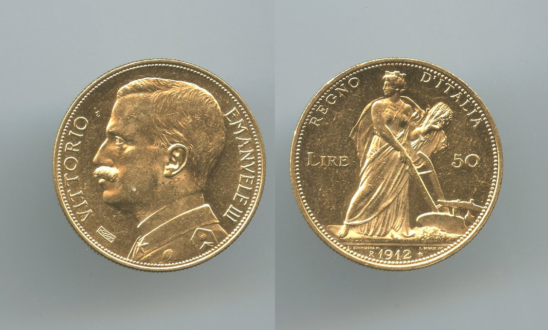 REGNO D' ITALIA, Vittorio Emanuele III (1900-1943) 50 Lire 1912 "Aratrice" REGNO D' ITALIA, Vittorio Emanuele III (1900-1943) 50 Lire 1912 "Aratrice"