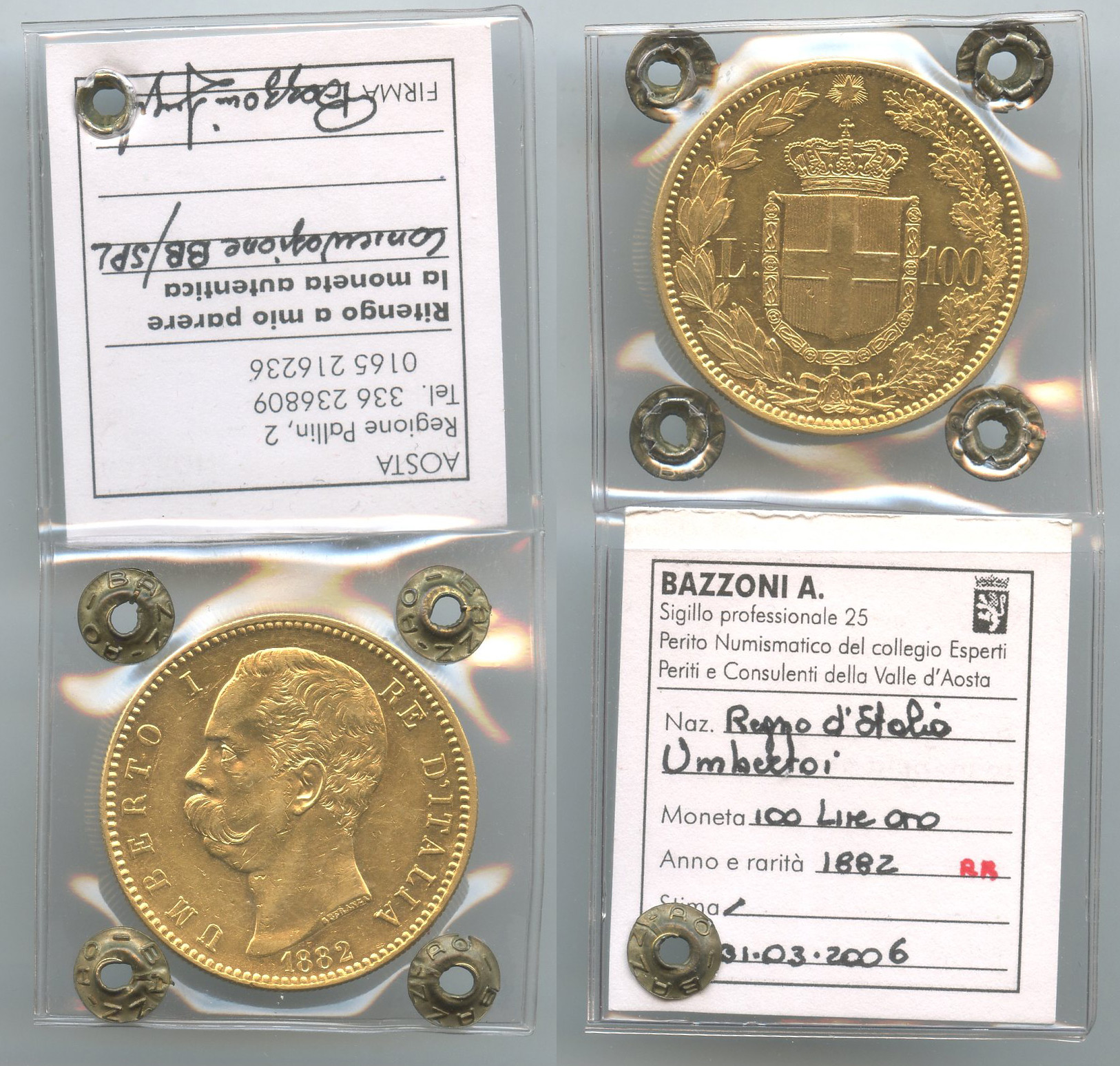 REGNO D' ITALIA, Umberto I (1878-1900) 100 Lire 1882 REGNO D' ITALIA, Umberto I (1878-1900) 100 Lire 1882
