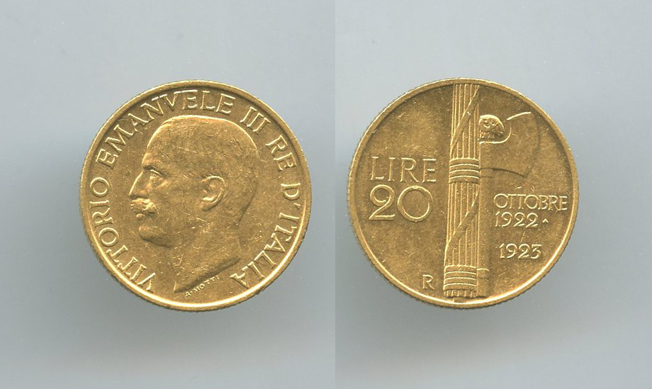 REGNO D' ITALIA, Vittorio Emanuele III (1900-1943) 20 Lire 1923 "Fascetto" REGNO D' ITALIA, Vittorio Emanuele III (1900-1943) 20 Lire 1923 "Fascetto"