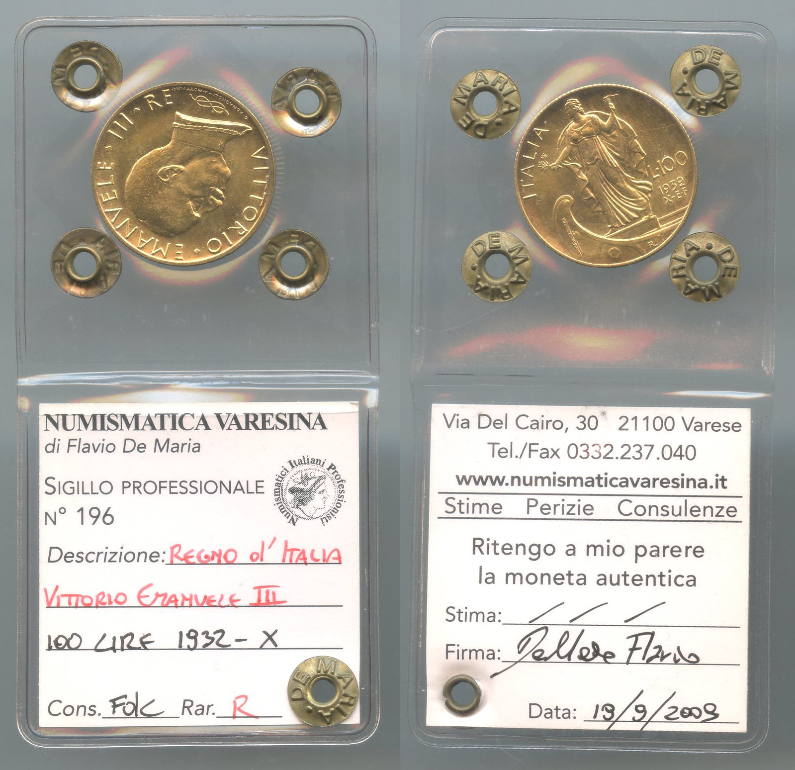 REGNO D' ITALIA, Vittorio Emanuele III (1900-1943) 100 Lire 1932 A. X "Italia su Prora" REGNO D' ITALIA, Vittorio Emanuele III (1900-1943) 100 Lire 1932 A. X "Italia su Prora"