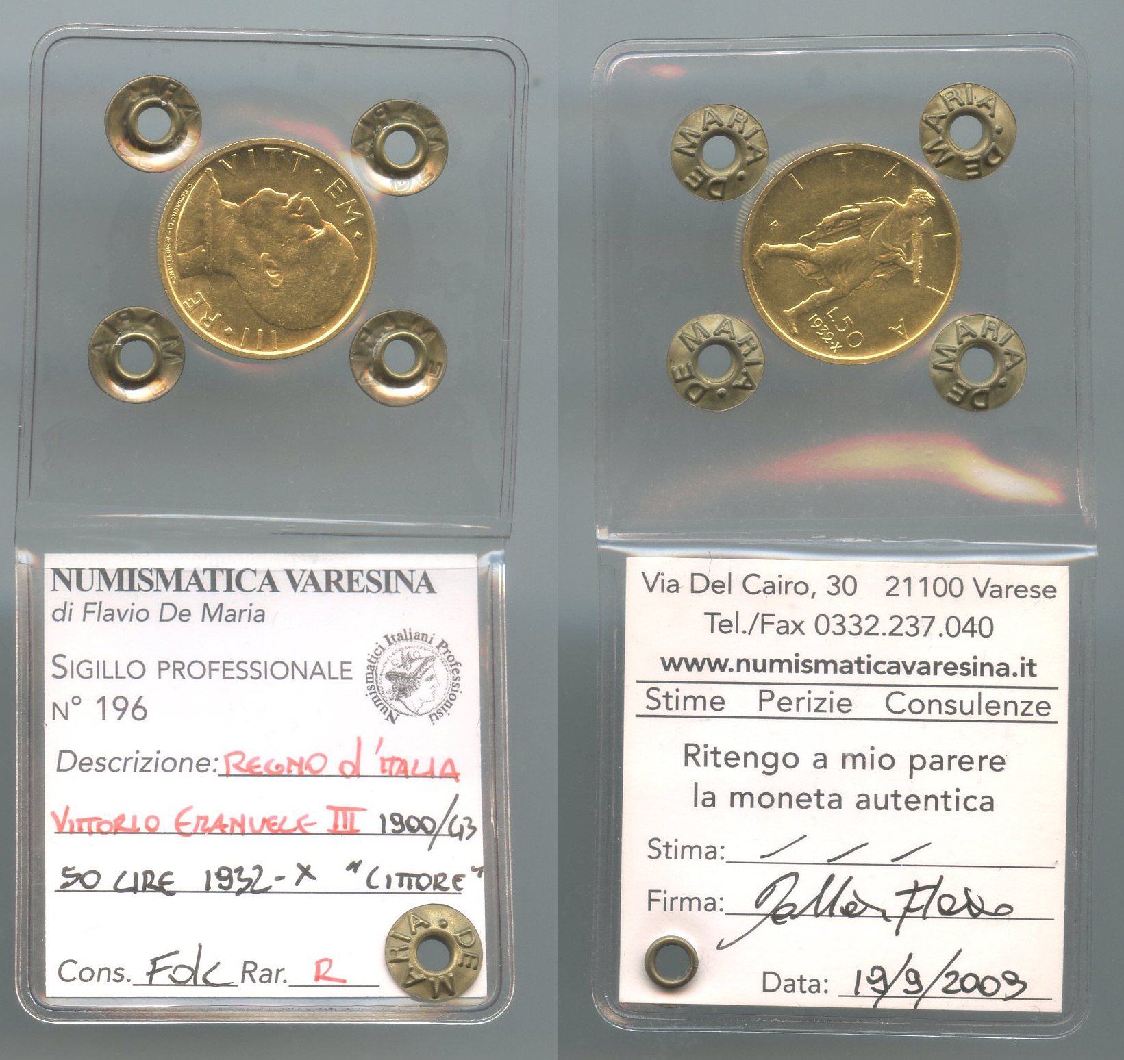 REGNO D' ITALIA, Vittorio Emanuele III (1900-1943) 50 Lire 1932 A. X "Littore" REGNO D' ITALIA, Vittorio Emanuele III (1900-1943) 50 Lire 1932 A. X "Littore"