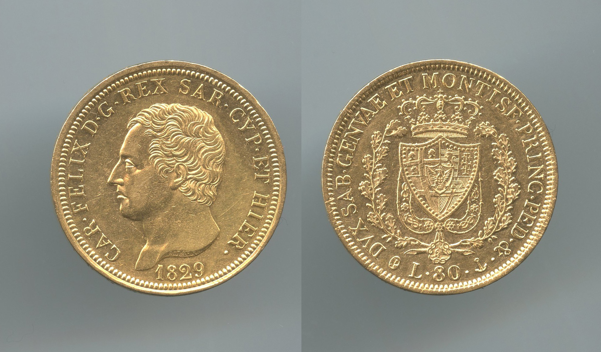 REGNO DI SARDEGNA, Carlo Felice (1821-1831) 80 Lire 1829 Genova REGNO DI SARDEGNA, Carlo Felice (1821-1831) 80 Lire 1829 Genova