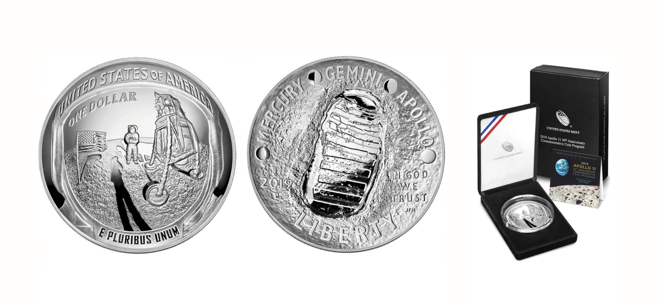 USA, One Dollar 2019 P "Cinquantesimo Apollo 11" - 5 Once USA, One Dollar 2019 P "Cinquantesimo Apollo 11" - 5 Once