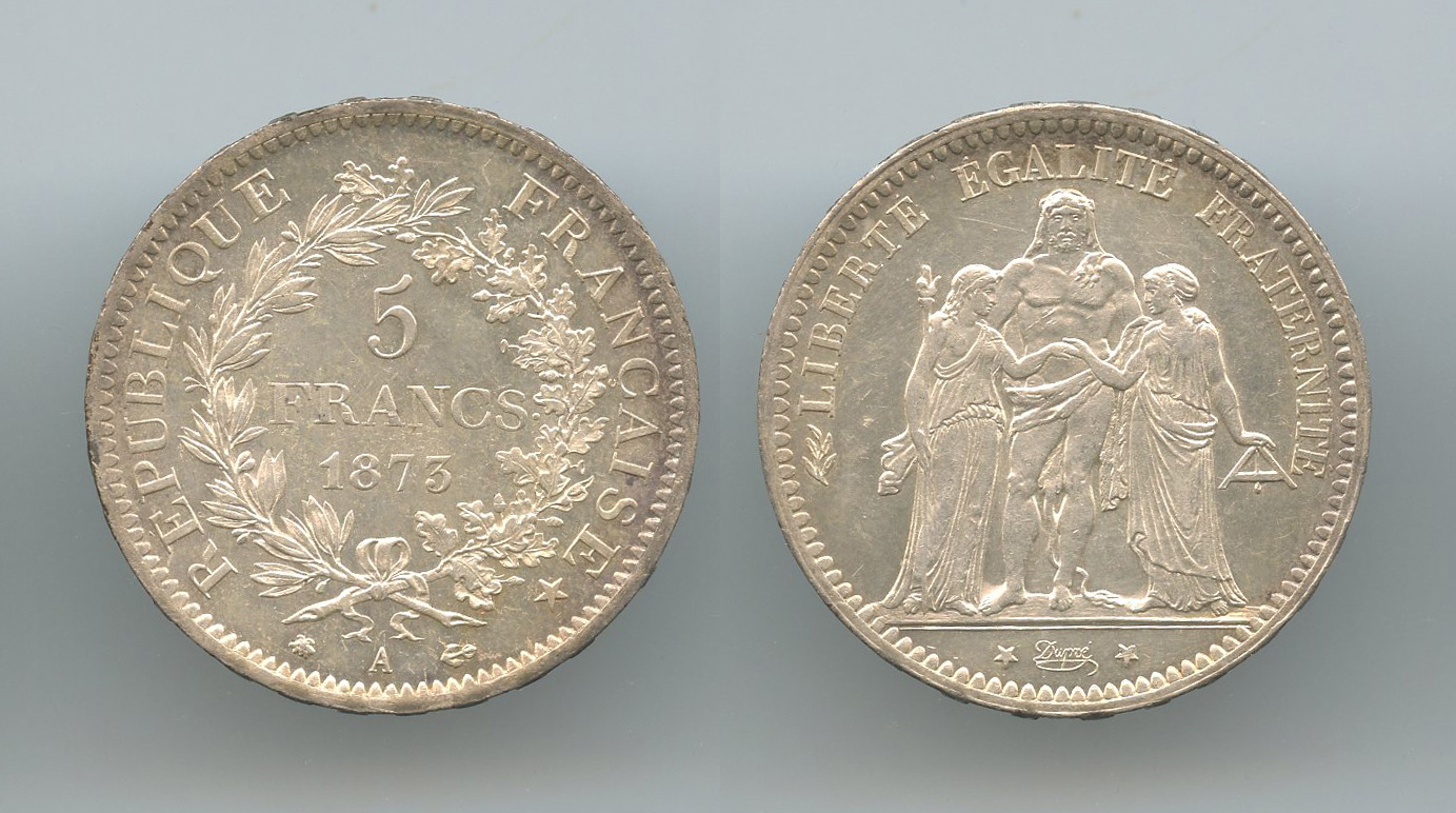 FRANCIA, Terza Repubblica (1870-1940) 5 Francs 1873 A