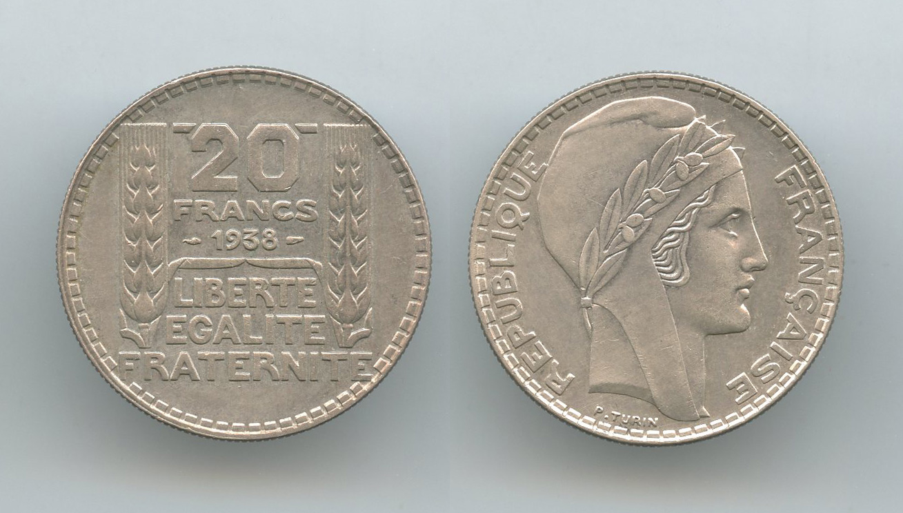 FRANCIA, 20 Francs 1938
