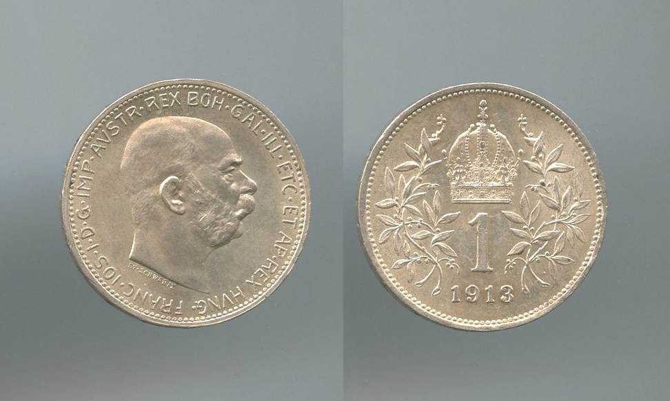 AUSTRIA, Franz Joseph (1848-1916) Corona 1913 A AUSTRIA, Franz Joseph (1848-1916) Corona 1913 A