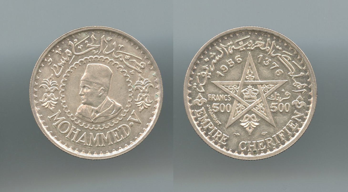 MAROCCO, Mohammed V (1909-1961) 500 Francs 1956