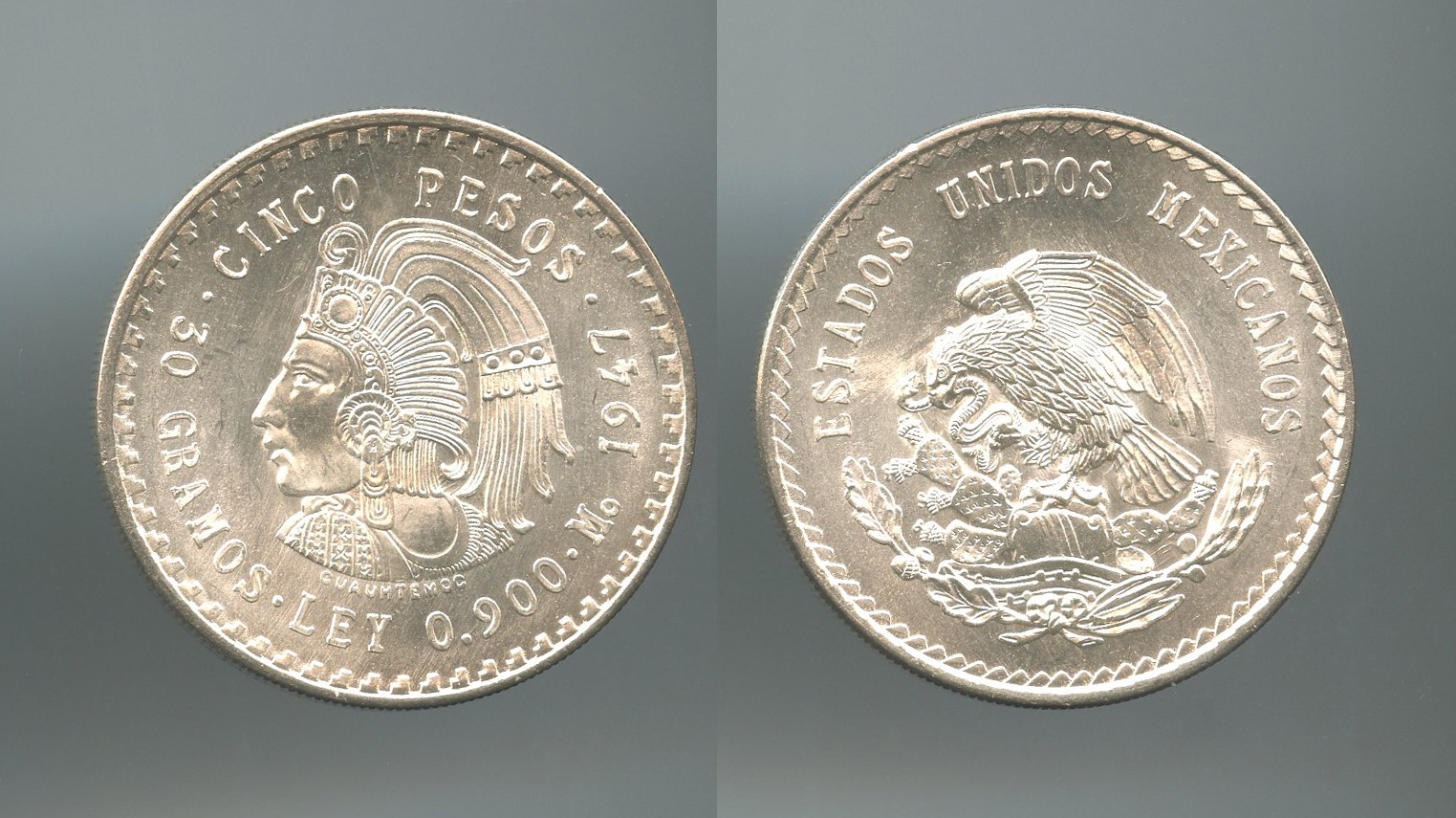 MESSICO, 5 Pesos 1947 "Cuatemoch"
