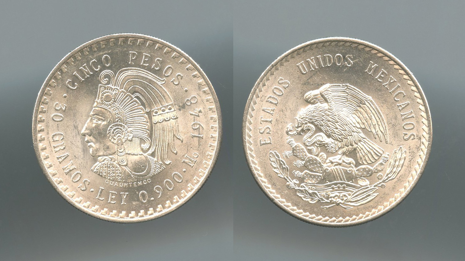 MESSICO, 5 Pesos 1948 "Cuatemoch"